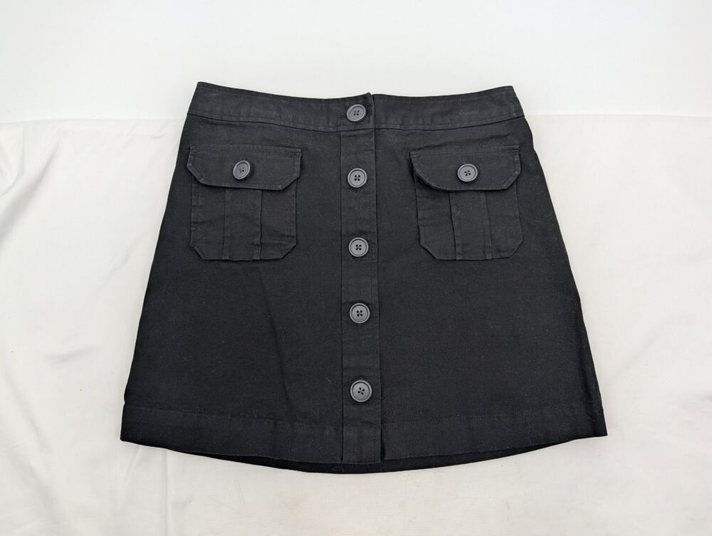 Gap Y2K Mini Black Skirt Button Front Preppy Academia Schoolgirl Basic Neutral 4